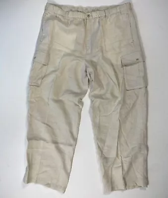 Tommy Bahama Cargo Pant Men 1XB (40x32) 100% Linen Relax Drawstring Casual Beach • $17.49