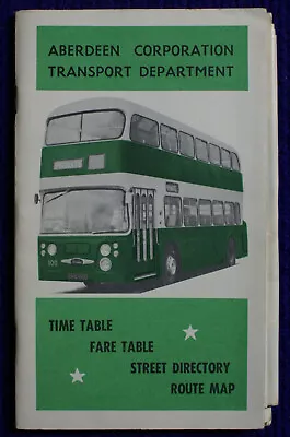 Aberdeen Corporation Transport Bus Timetable Fares Street Route Map 1969/70 • £35