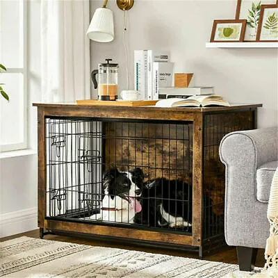 £119.91 • Buy Large Elevated Dog Kennel Wooden Dog Cage Pet Crate House End Table Home Office