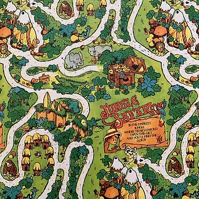 Vintage 1970s Cleo Treasure Map Gift Wrapping Paper 70s Green Jungle Kids Safari • $19.99