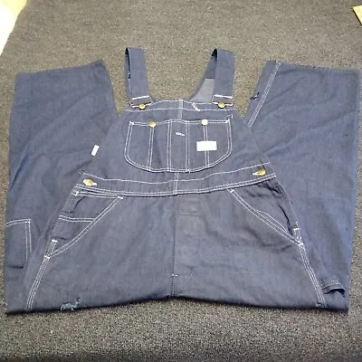 Vintage Sears Tradewear Carpenter Overall Bibs Men 34x28 Blue Perma Prest • $22.49
