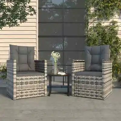 $180.99 • Buy Outdoor Lounge Set 3 Piece With Cushions Poly Rattan Grey Garden Sofa VidaXL