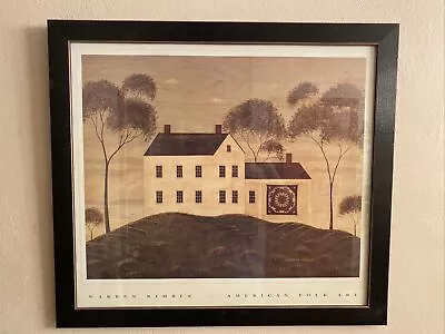 $99 • Buy Warren Kimble Folk Art House Quilt Print 24”x 22” Framed Picture