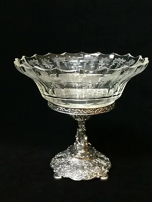 Antique 800 Silver Germany Centerpiece With Glass Bowl 7 1/4  Tall 7 3/4  Wide • $699.99