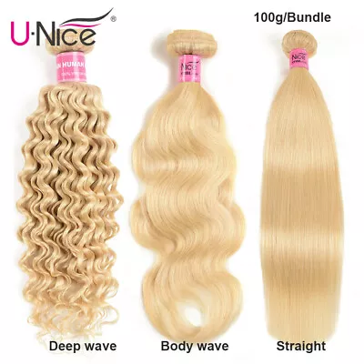 100g/Bundle 613 Blonde Malaysian Body Wave/Deep Wave Curly Human Hair Extensions • $89.30