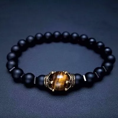 Magnetic Bracelets Hematite Tiger Eye Stone Bead Bracelet Weight Loss Women Men • $2.22