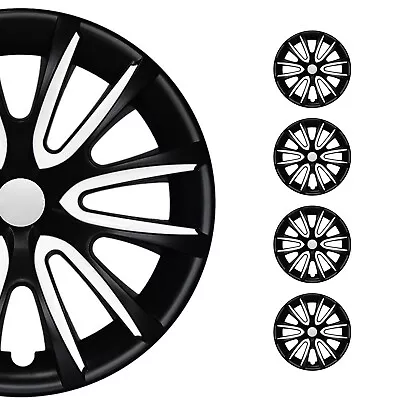 15  Set Of 4x Wheel Covers Matt Black White Snap On Hub Caps Fit R15 Steel Rim • $99.90
