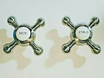 1 Pair Signature Hardware Brass Porcelain Cross Handles Brushed Nickel (lok-315) • $19.99