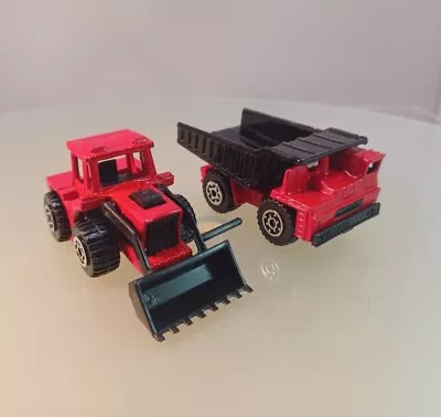 Matchbox Faun Dump Truck & Tractor Shovel Action Two Pack: Mining Red HTF- 1998 • $17.99