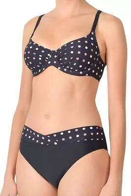 Ladies Bikini Black Polka Dot Underwired Adjustable Straps Holiday Bikini Set • £23.99