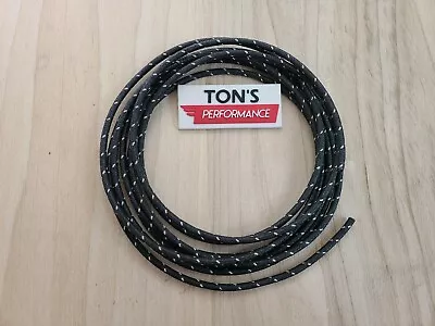 10 Feet Vintage Braided Cloth Covered Primary Wire 14 GA Gauge Black W/ 1 White • $7.95