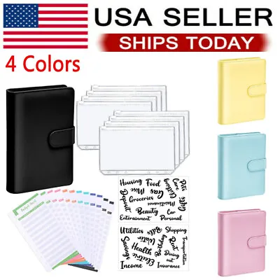 PU Leather A6 Notebook Ring Binder Pockets Lables Budget Planner Organizer Cards • $10.47