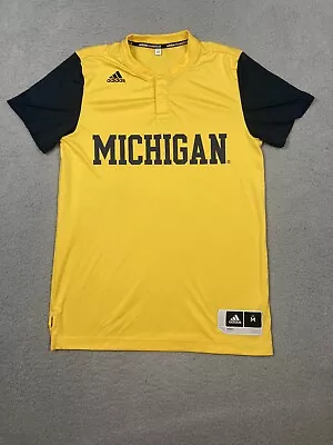 Adidas Michigan Wolverines Basketball Warm Up Jersey Mens Medium Yellow NCAA • $29.95