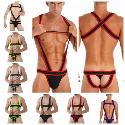 US Men's Jockstrap Body Chest Harness Leotard Bodysuit Mankini Thong Underwear • $11.67