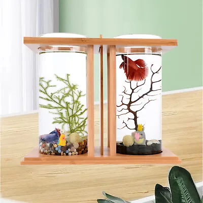 Desktop Mini Fish Tank W/ LED Light DIY Goldfish Betta Small Fish Tank Aquarium • $20.90