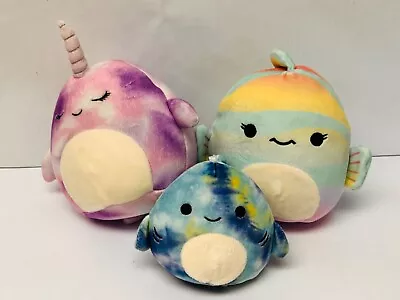 Squishmallows Plush Toy Lot- Nabila Narwhal Fabiola Fish Luther Shark BIN 1 • $19.95