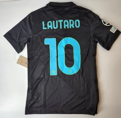 $140 • Buy Inter Milan 2021/22 Third Men's Jersey Shirt Black Nike Lautaro #10 S-M New
