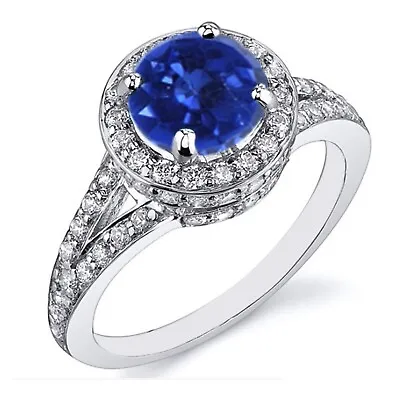 2.00 Carat Natural Blue Tanzanite IGI Certified Diamond Ring In 14KT White Gold • $496