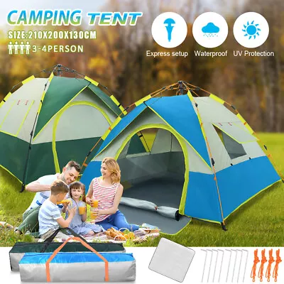 3-4 Man Automatic Instant Pop Up Camping Tent Family Outdoor Beach Sun Shelter • £34.99