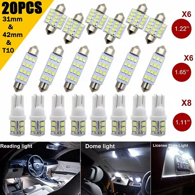 $7.99 • Buy 20pcs LED Interior Lights Bulbs Kit Car Trunk Dome License Plate Lamps 6000K
