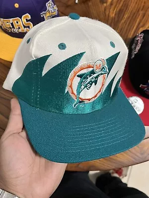 VTG 90s Miami Dolphins Logo 7 Proline Shark Tooth SnapBack Hat • $110