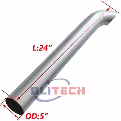 Aluminized 5  Inch Curved Exhaust Stack Pipe 5 OD X 24  Truck Exhaust Pipe • $39
