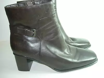 Womens Brown Leather Villager Calf High Boots High Heels Career Shoes Size 10 M • $10.99