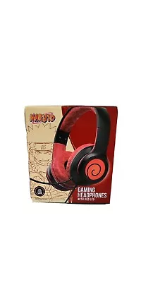 NARUTO Gaming Headphones BLACK W/Red LED & Adjustable Microphone - HP-1207-BLACK • $15