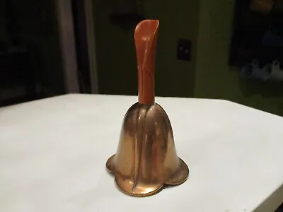 Art Deco Chase Copper & Brass Table Bell Bakelite Handle Tulip Flower Shaped NR • $14.99