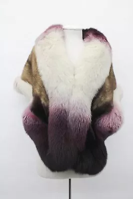 Showroom New Beige & Purple Mink & Fox Fur Stole Shawl Wrap Woman Women • $695