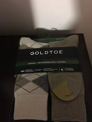 Brand New Men's Size 6-12.5 Goldtoe 6 Pk Casual Argyle Crew Socks • $14.99
