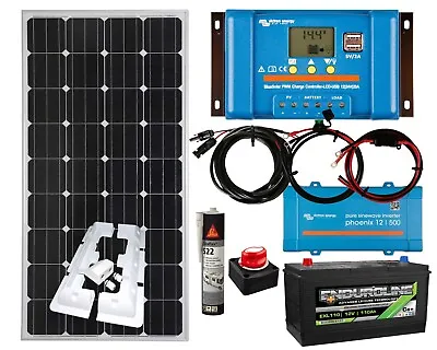 £579.99 • Buy Victron 150w Solar Panel Kit USB Charging Controller Batteries Mounts & Inverter