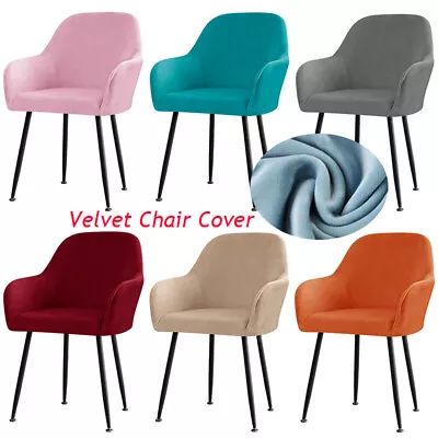 $20 • Buy Velvet High Arm Chair Cover Elastic Dining Chair Slipcover Washable Seat Cover 。