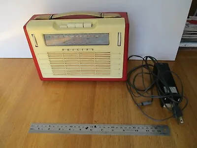 Vintage 1964 PHILIPS AM Transistor Radio (CONVERTED TO 240V AC). Bakelite/Red • $500