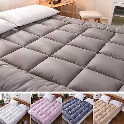 72D Quilted Mattress Topper Pad Fitted Cover Protector Twin Full Queen King Size • $24.98