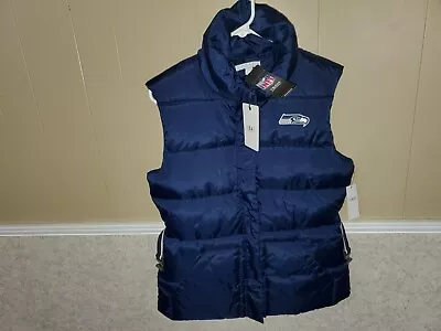 Wear By Erin Andrews Womens Seahawks Puffer Vest Blue NFL Size P/S          • $30