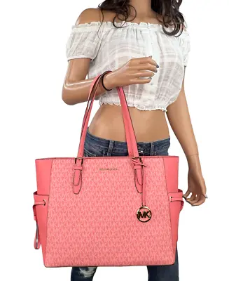 Michael Kors Gilly Drawstring Travel Large Tote Shoulder Bag Mk Grapefruit Pink • $178