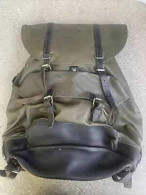 VTG Swiss Army Rubberized Waterproof & Leather Military Rucksack Backpack War • $76.04