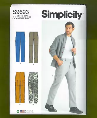 Men's Cargo Pants Sewing Pattern ~ 4 Variations! (Sizes 34-42) Simplicity 9693 • $12.85