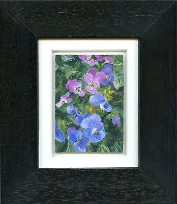 Miniature Pansies - ACEO - Original Margaret Battye Painting - Framed - Signed • £38