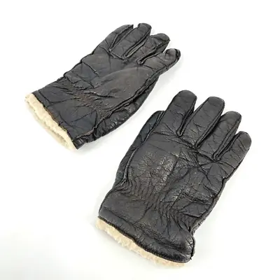 Vintage L.L. Bean Men's Soft Leather Faux Fur Lined Gloves Black Cream Large/XL • $43.78