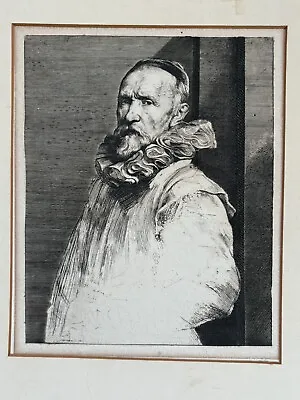 Antique Anthony Van Dyck Old Master Etching Portrait • $139.99