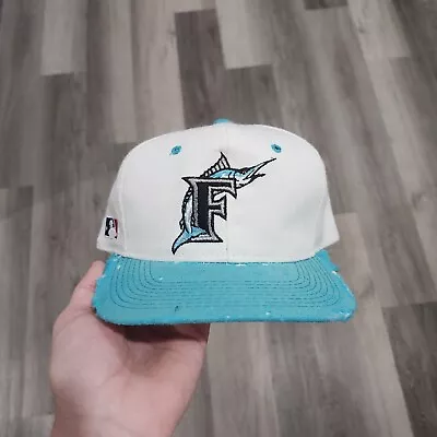 Vintage Florida Marlins Sports Specialties White Dome Plain Logo Snapback Hat • $59.99