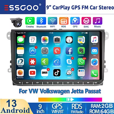 2+64G 9  For VW Volkswagen Passat Car Radio Android 13.0 Stereo Wifi GPS Carplay • $128.59