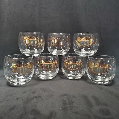 VIP Clear Gold & Black Barware Glass Cocktail MCM (Lot Of 7 - 3 Small 4 Large) • $24.50