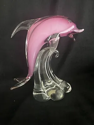 Vintage Murano Art Glass Pink Cranberry Dolphin Figurine • $166