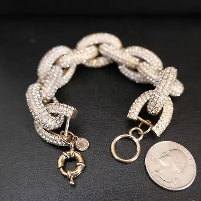 J Crew Pave Crystal Chunky Chain Link Sparkly Statement Bracelet 8  #2 • $35