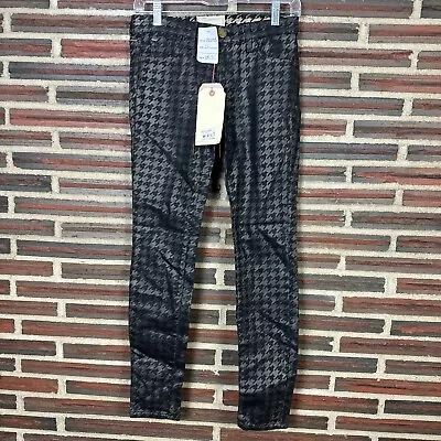 NWT Current Elliott The Ankle Skinny Jeans Black Foil & Silver Houndstooth Sz 25 • $79.99