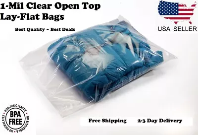 Clear Plastic Bags Open Top Lay Flat 1 Mil Baggies Large Small 1Mil Poly Bolsas • $11.09