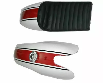 White Red Steel Petrol Gas Fuel Tank With Seat Benelli Mojave Cafe Racer 260 • £210
